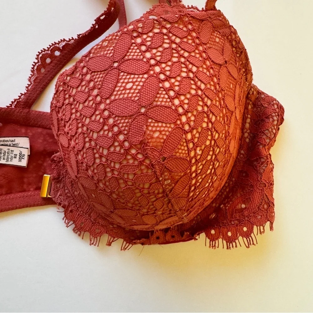 Victoria's Secret Bra Dream Angels Lined Demi Lace Racerback Front Closure 32DDD - Picture 9 of 14